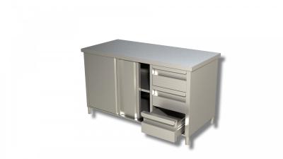 EQUIPPED CABINET  WITH 3 DRAWERS RIGHT AISI 304