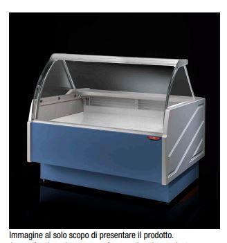 BANCO FRIGO SALUMERIA ALIMENTARI  LINEA MR 9.5 VETRO CURVO SOLLEVABILE CON PISTONI  E CAPPELLO VCP VERSIONE NEUTRA LUNG. CM. 133