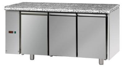 TAVOLO REFRIG. PASTICCERIA 60x40,CON 3 PORTE,PREDISPOSTO PER UNITA' FRIG. REMOTAA SX, PIANO IN GRANITO COD.TP03MIDSGSXGRA