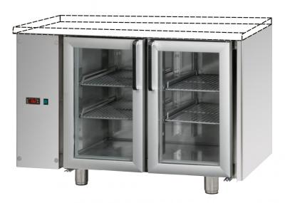 TAVOLO REFRIGERATO GN 1/1 CON 2 PORTE IN VETRO, UNA LUCE NEON, SENZA PIANO DI LAVORO  COD. TF02MIDPVSP