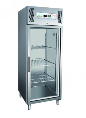 ARMADIO REFRIGERATO INOX AISI 304 GN 2/1 VENTILATO CON PORTA IN VETRO  LITRI 650 BT