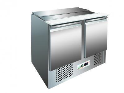 SALADETTE REFRIGERATA STATICA  DUE PORTE ACCIAIO INOX AISI 304 PIANO INOX E POLIETILENE BACINELLE N. 03 GN 1/1 G-S902