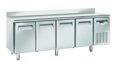 TAVOLO REFRIGERATO INOX  QUATTRO PORTE  ALZATINA E PROFONDITA' CM. 60 SF 4200 BASSA TEMPERATURA