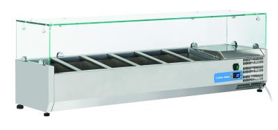 VETRINA REFRIGERATA IN ACCIAIO INOX PER VASCHETTE 6X  GN 1/4 TOP IN VETRO  COD. VRX 14/33