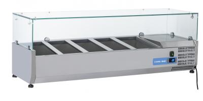 STATIC REFRIGERATED DISPLAY CASE IN STAINLESS STEEL FOR 5X GN 1/3 TRAYS WITH GLASS TOP CODE VRX 13/38