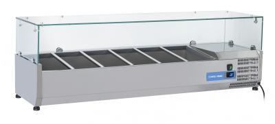 VETRINA REFRIGERATA STATICA IN ACCIAIO INOX PER VASCHETTE 6X GN 1/3  CON TOP IN VETRO COD. VRX 14/38