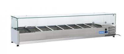 VETRINA REFRIGERATA STATICA IN ACCIAIO INOX PER VASCHETTE   9 x GN 1/3 TOP IN VETRO COD. VRX 20/38