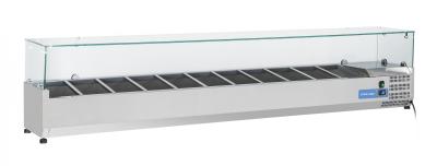 VETRINA REFRIGERATA STATICA IN ACCIAIO INOX PER VASCHETTE   10 X GN 1/3 TOP IN VETRO    COD. VRX 22/38