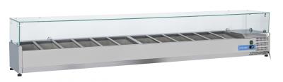 STATIC REFRIGERATED DISPLAY CASE IN STAINLESS STEEL FOR 12 X GN 1/3 TRAYS WITH GLASS TOP CODE VRX 25/38