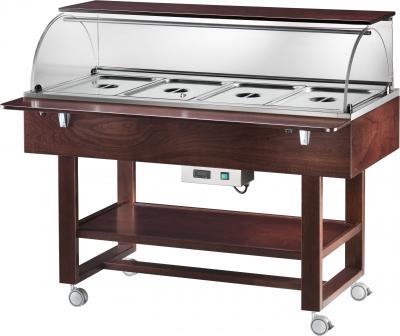 CARRELLO REFRIGERATO IN LEGNO CON CUPOLA IN PLEXIGLASS  -5°C+5°C  COD. ELR 2826BT