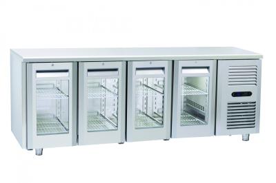 TAVOLO REFRIGERATO GN 1/1 4 PORTE A VETRI  PROF. CM. 72.5 COD. QRG4100