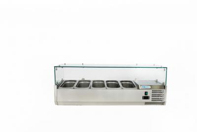 STATIC REFRIGERATED AISI 201 STAINLESS STEEL DISPLAY CASE FOR PIZZA INGREDIENTS G-VRX1200-330-FC FOR 5X1/4 GN CONTAINERS